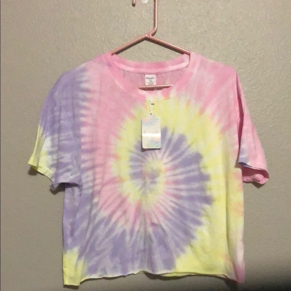 DREAMSICLE Tee TIE DYE Cropped Short Slv CottonBlend NWT